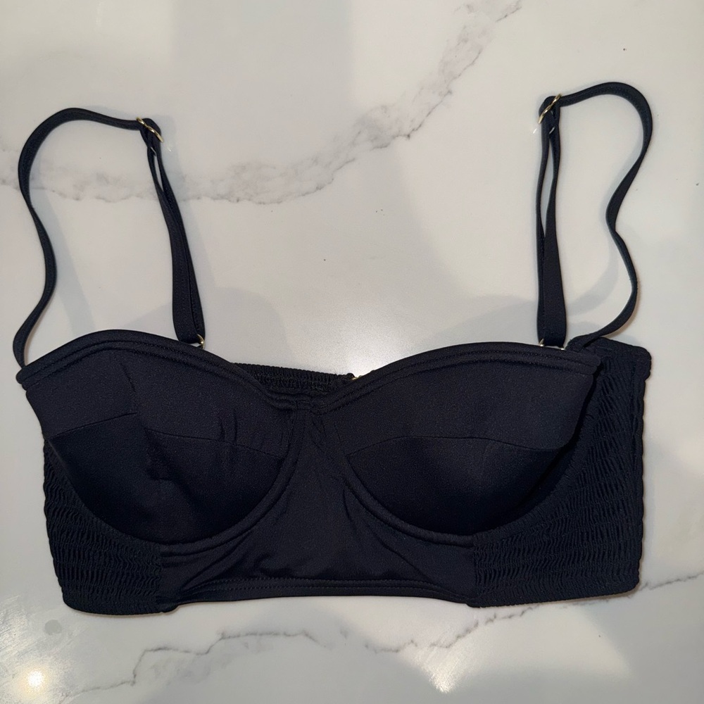 New Kate Spade Black Bikini Top with zipper sz Small